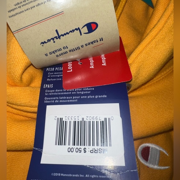 Men’s yellow champion hoodie. NEVER WORN! - Picture 4 of 4